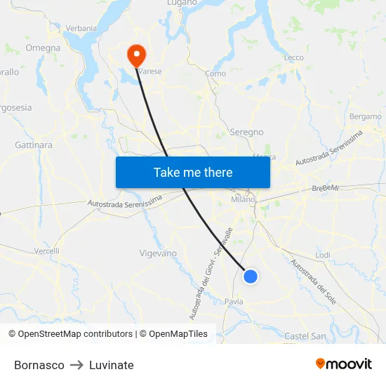 Bornasco to Luvinate map