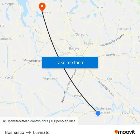 Bosnasco to Luvinate map