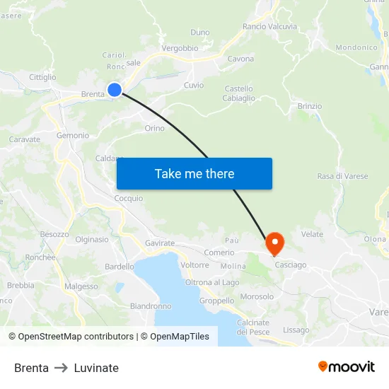 Brenta to Luvinate map