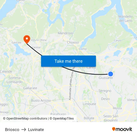 Briosco to Luvinate map