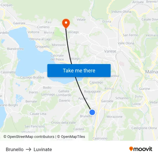 Brunello to Luvinate map
