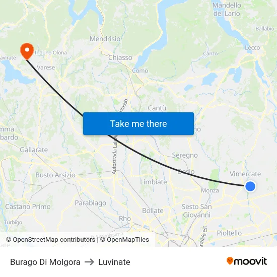 Burago di Molgora to Luvinate map
