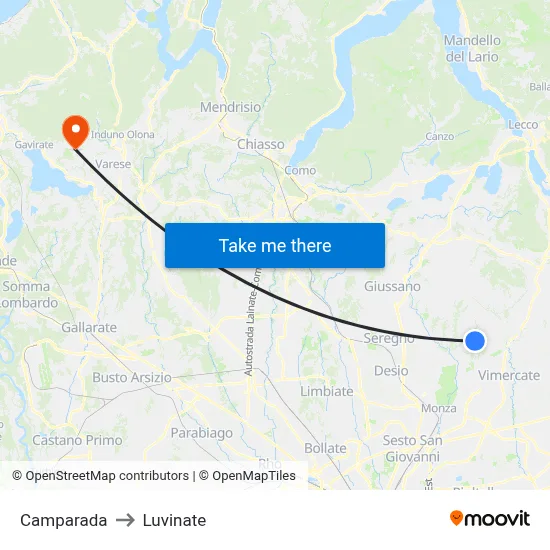 Camparada to Luvinate map