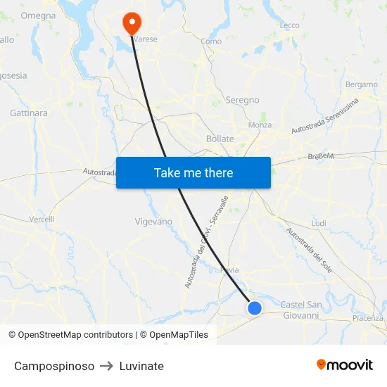 Campospinoso to Luvinate map