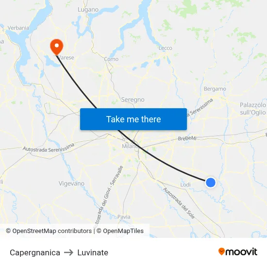 Capergnanica to Luvinate map