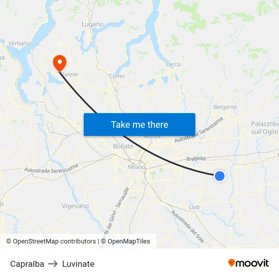 Capralba to Luvinate map