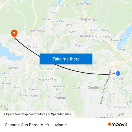 Casnate Con Bernate to Luvinate map