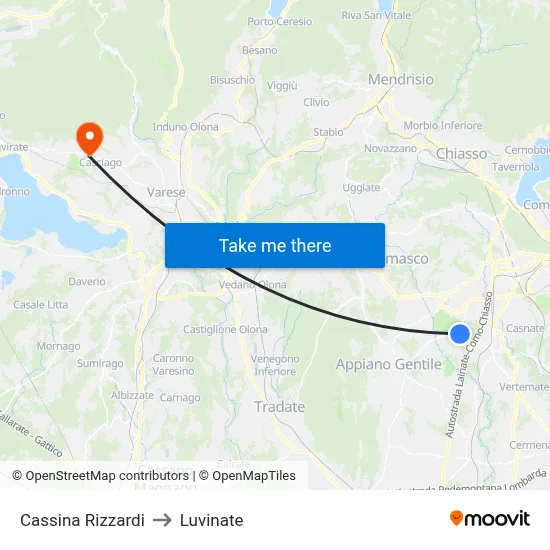Cassina Rizzardi to Luvinate map