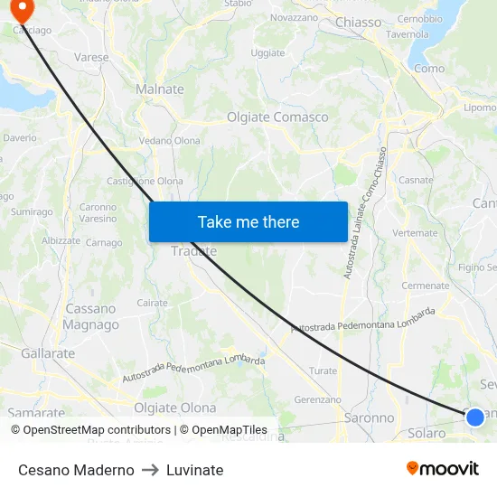 Cesano Maderno to Luvinate map