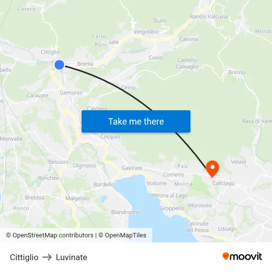 Cittiglio to Luvinate map