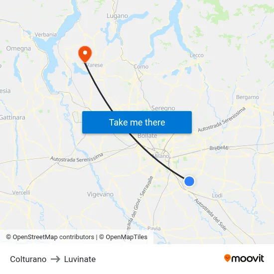 Colturano to Luvinate map