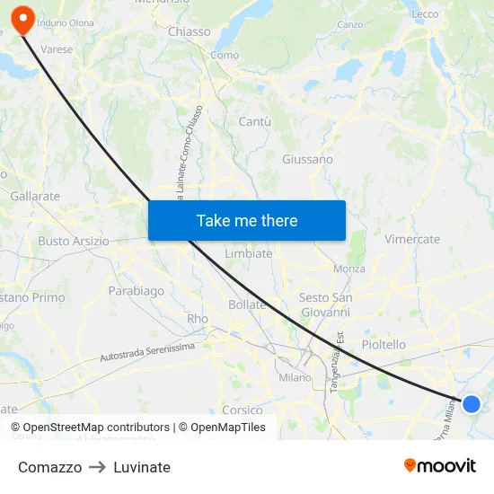 Comazzo to Luvinate map