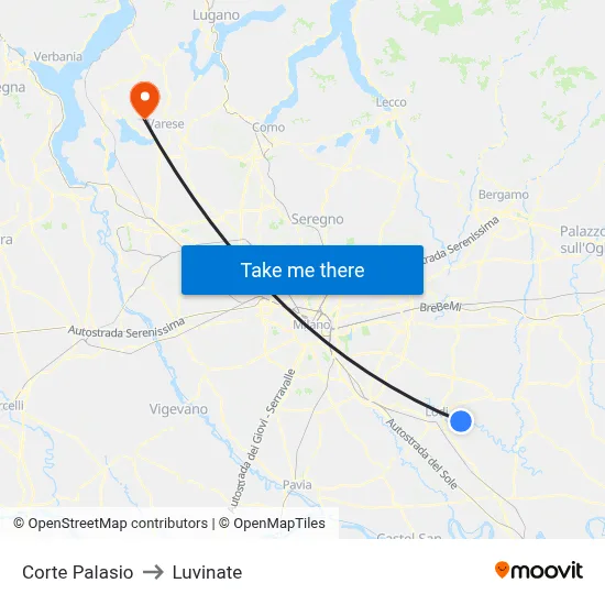 Corte Palasio to Luvinate map