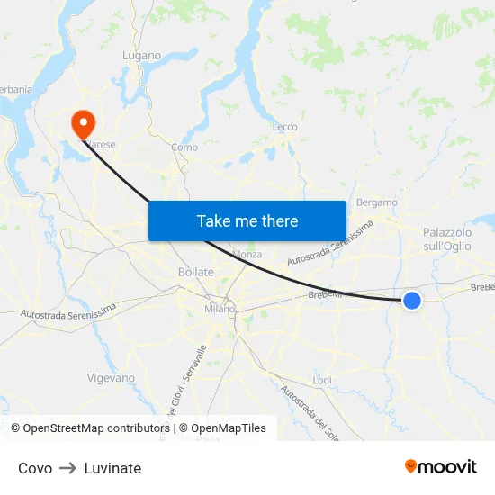 Covo to Luvinate map