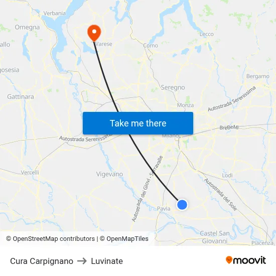 Cura Carpignano to Luvinate map