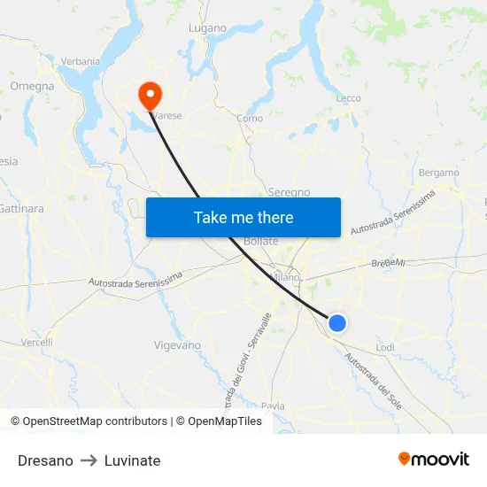 Dresano to Luvinate map