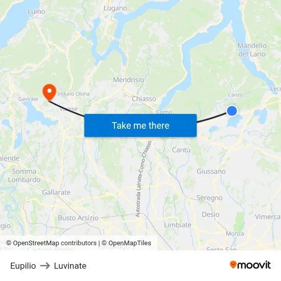 Eupilio to Luvinate map