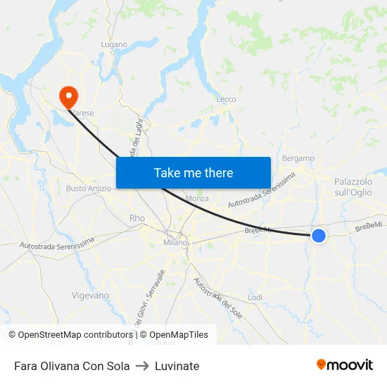 Fara Olivana Con Sola to Luvinate map