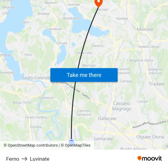 Ferno to Luvinate map