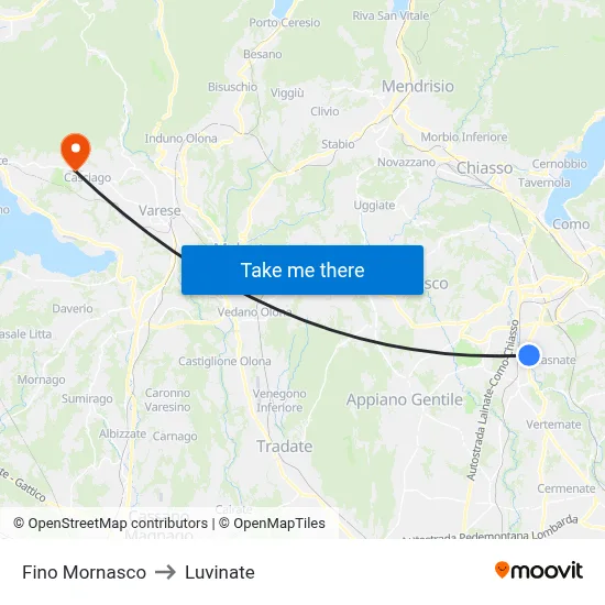 Fino Mornasco to Luvinate map