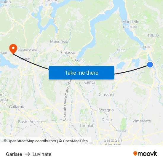 Garlate to Luvinate map