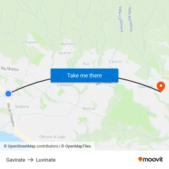 Gavirate to Luvinate map