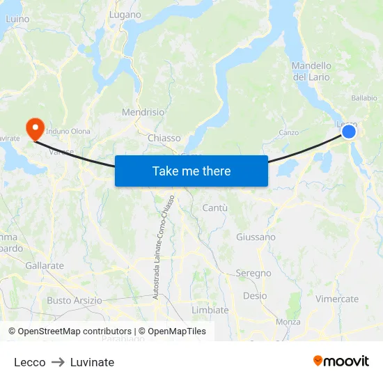 Lecco to Luvinate map