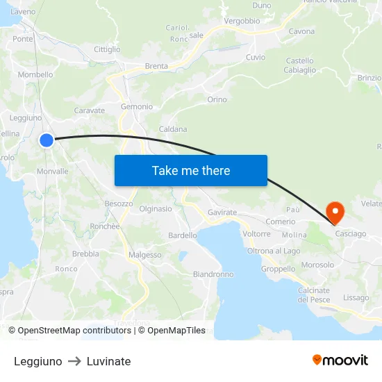 Leggiuno to Luvinate map
