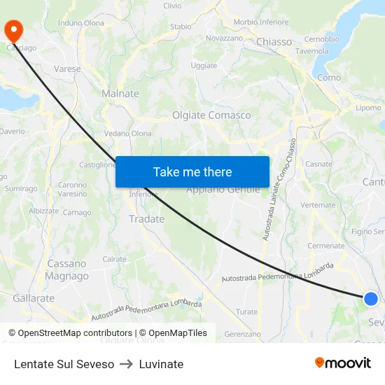 Lentate Sul Seveso to Luvinate map