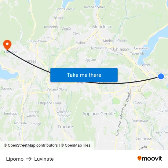 Lipomo to Luvinate map