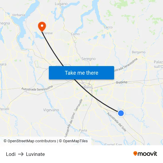 Lodi to Luvinate map