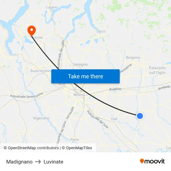 Madignano to Luvinate map