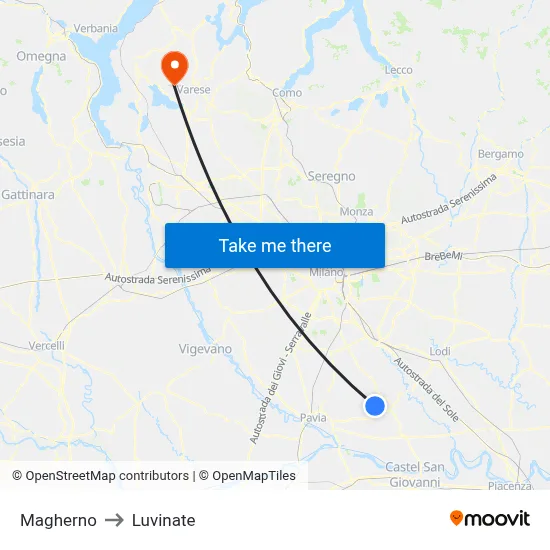 Magherno to Luvinate map