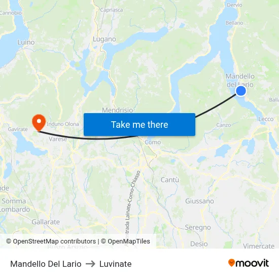 Mandello Del Lario to Luvinate map