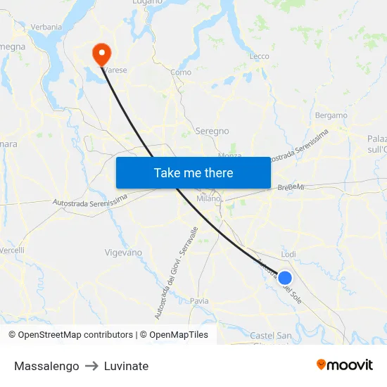 Massalengo to Luvinate map