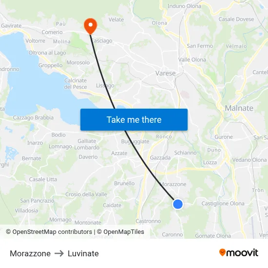 Morazzone to Luvinate map
