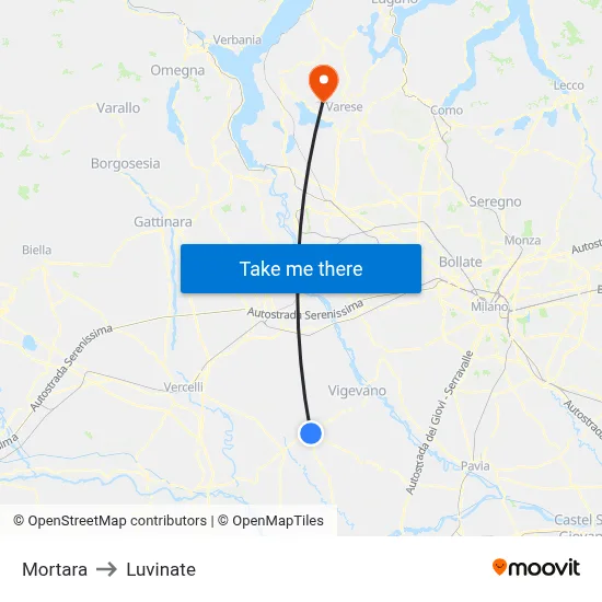Mortara to Luvinate map
