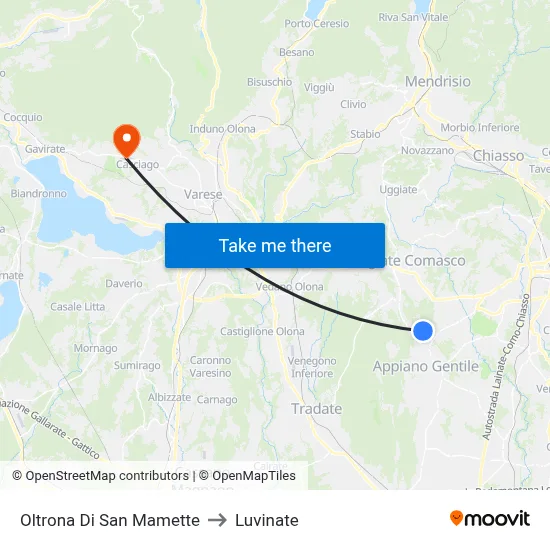 Oltrona Di San Mamette to Luvinate map