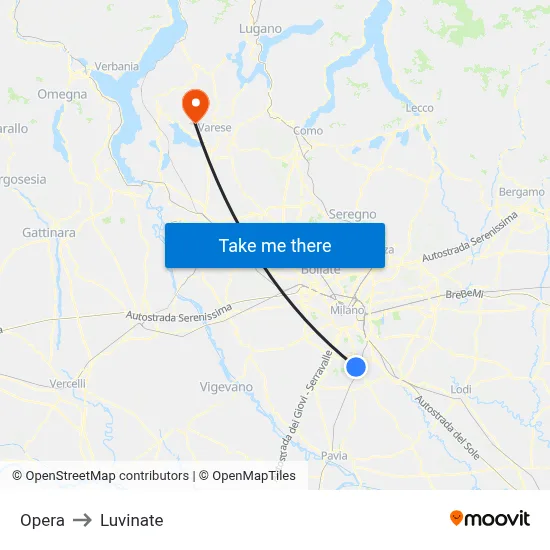Opera to Luvinate map