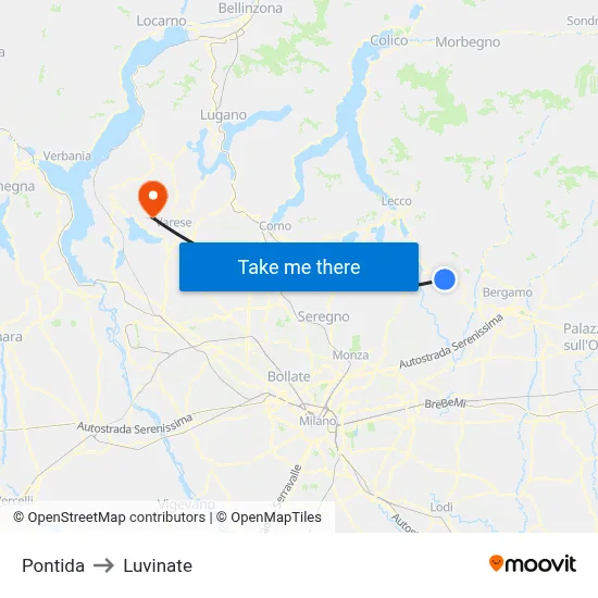 Pontida to Luvinate map