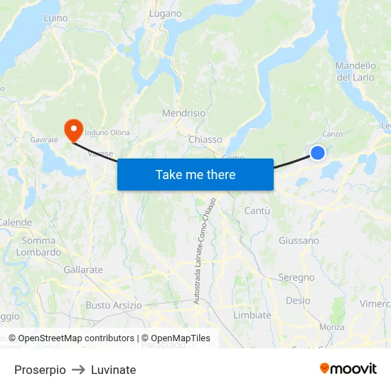 Proserpio to Luvinate map