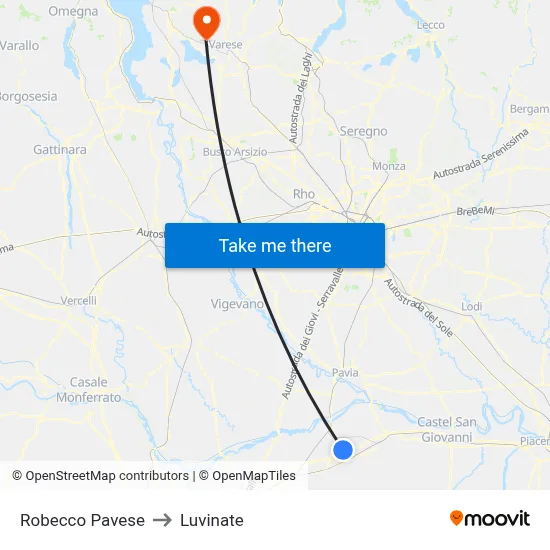 Robecco Pavese to Luvinate map