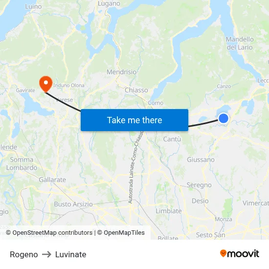 Rogeno to Luvinate map