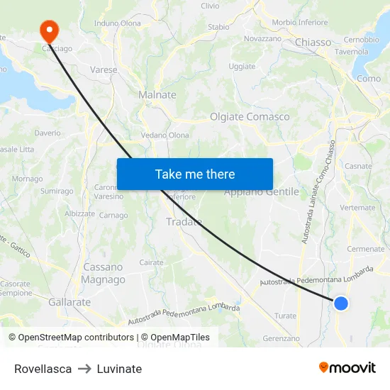Rovellasca to Luvinate map
