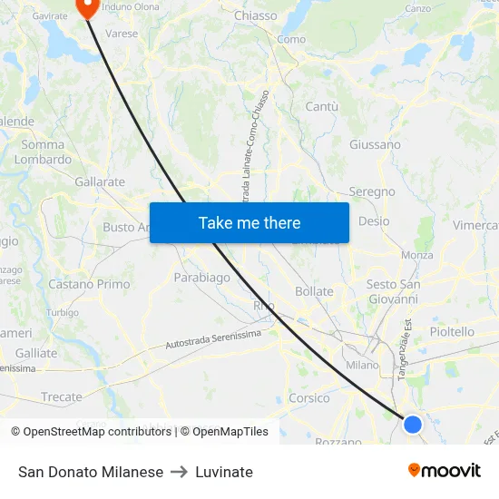 San Donato Milanese to Luvinate map