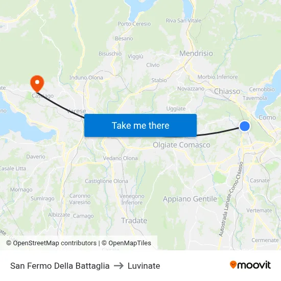 San Fermo Della Battaglia to Luvinate map