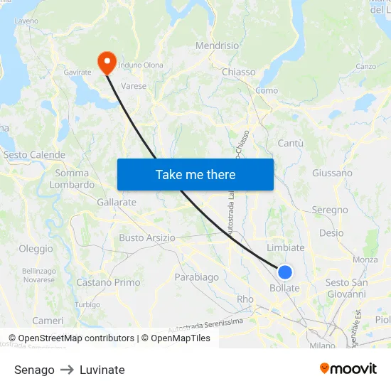 Senago to Luvinate map