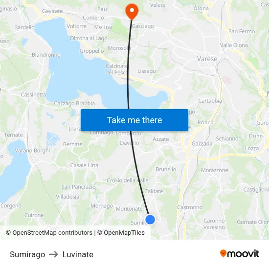 Sumirago to Luvinate map