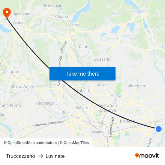 Truccazzano to Luvinate map