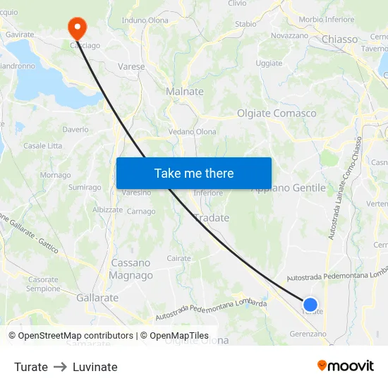 Turate to Luvinate map